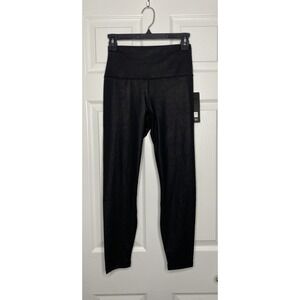 90 Degree Womens Vintage Lux High Rise Ankle Leggings Black Embossed Print M New